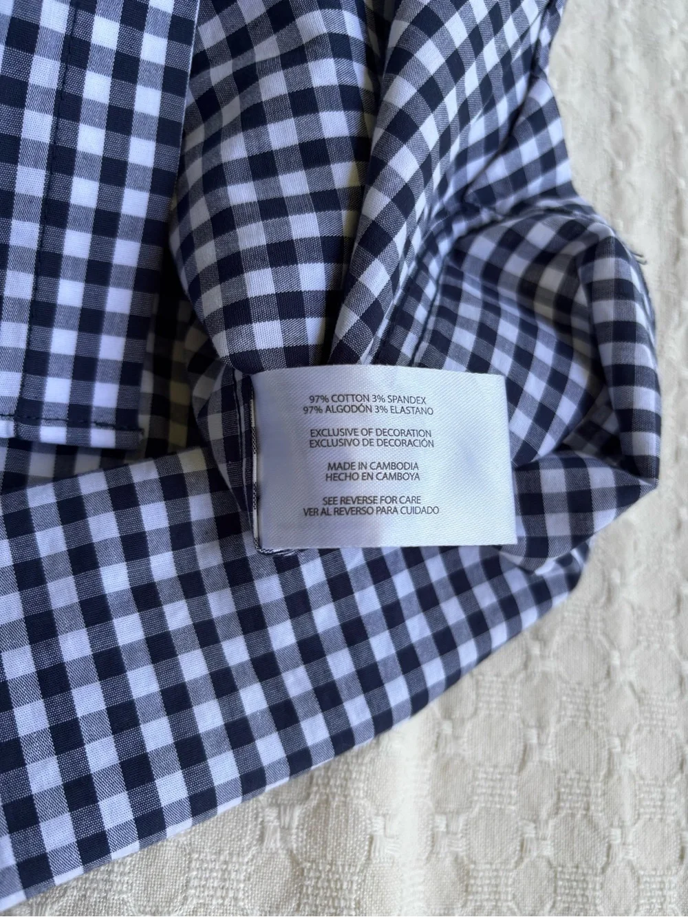 Banana Republic Slim Fit Men's Navy & White Gingham Dress Shirt